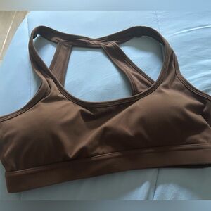 POPFLEX Brown Captivate Open Back Sports Bra